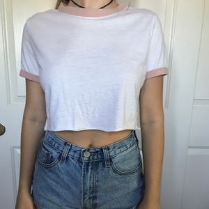white top w/pink border